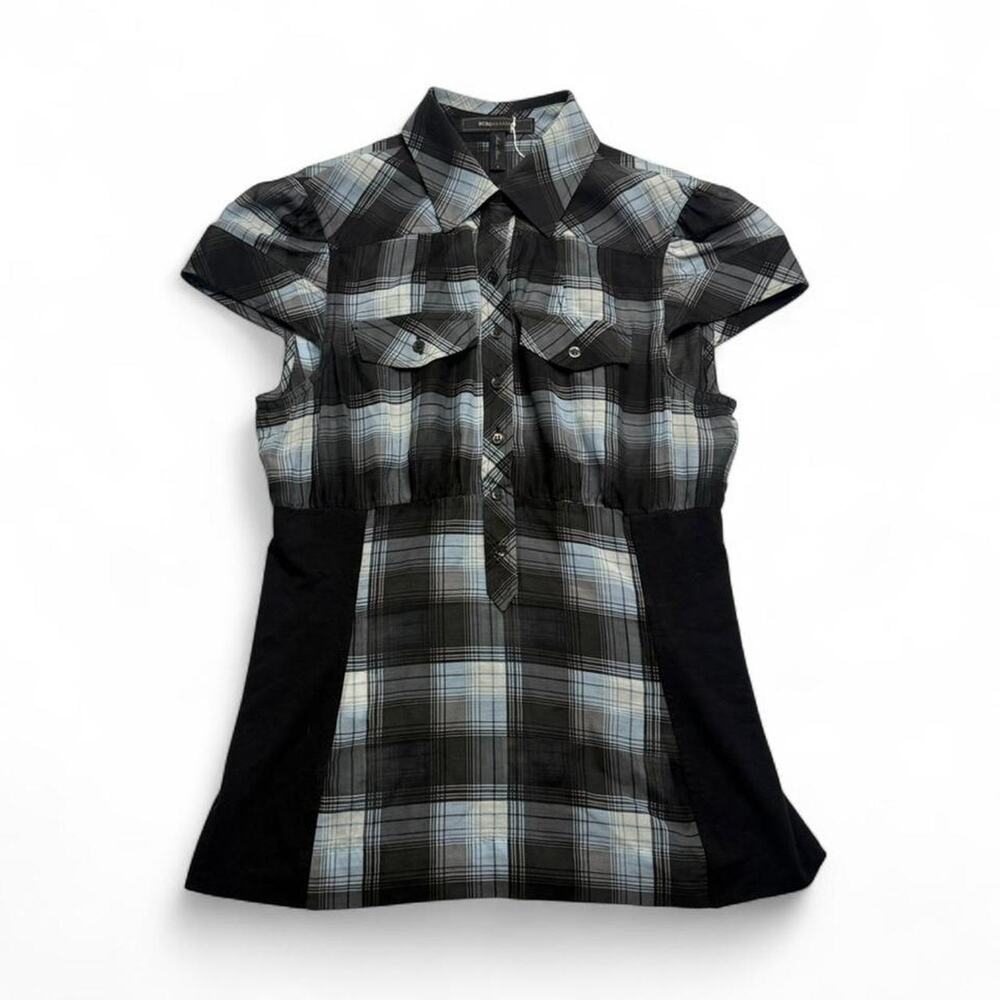 BCBG Maxazria Y2K Office Siren Plaid Polo short sleeve full length size small - Picture 6 of 7